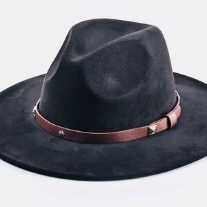 Black Fedora Hat with Brown Band